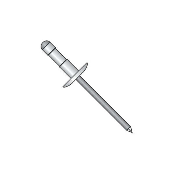 Newport Fasteners Large Flange Multi-Grip Rivets, Dome Head Head, 3/16" Dia., Aluminum Body, 3000 PK 194372 - main